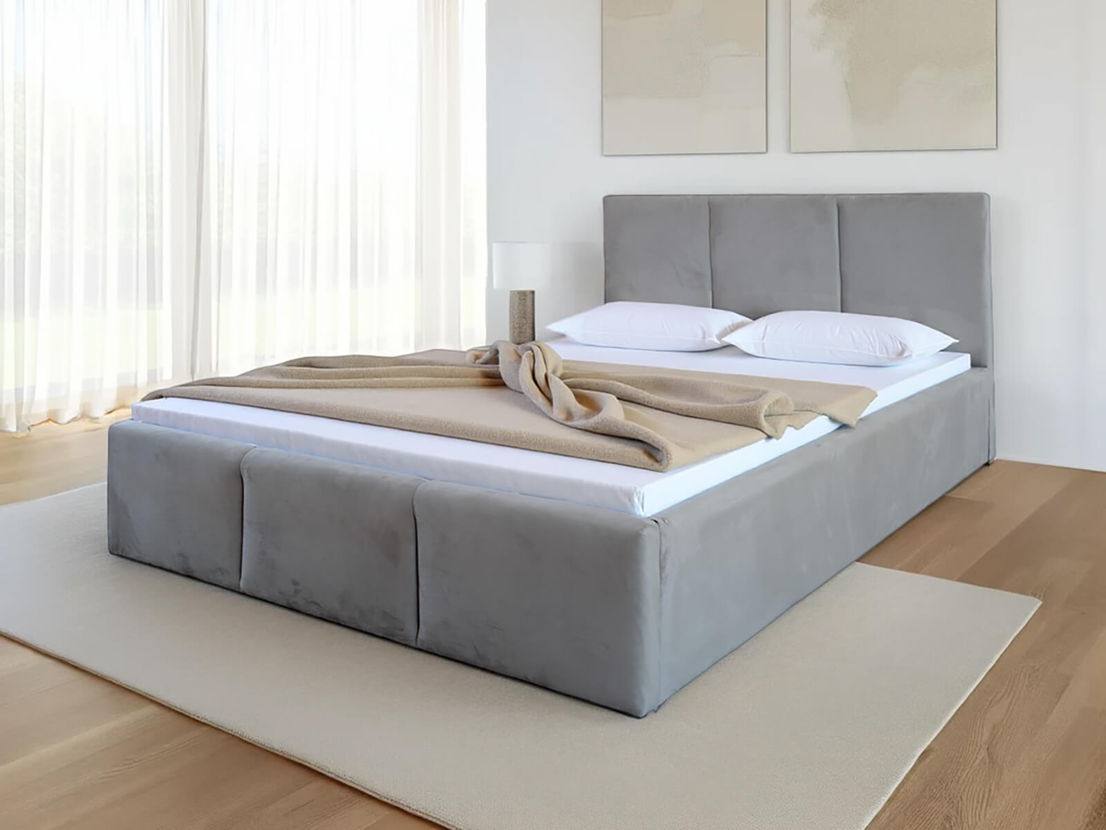 Čalúnená posteľ s úložným priestorom 180x200 TOP Line 7 Šedá Velvet